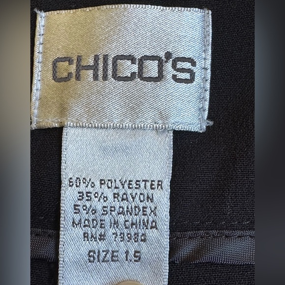 Chicos Black Capri Dress Pants  Roll Tab Cuff Sz 1.5 Zipper Front Pockets - Picture 8 of 14